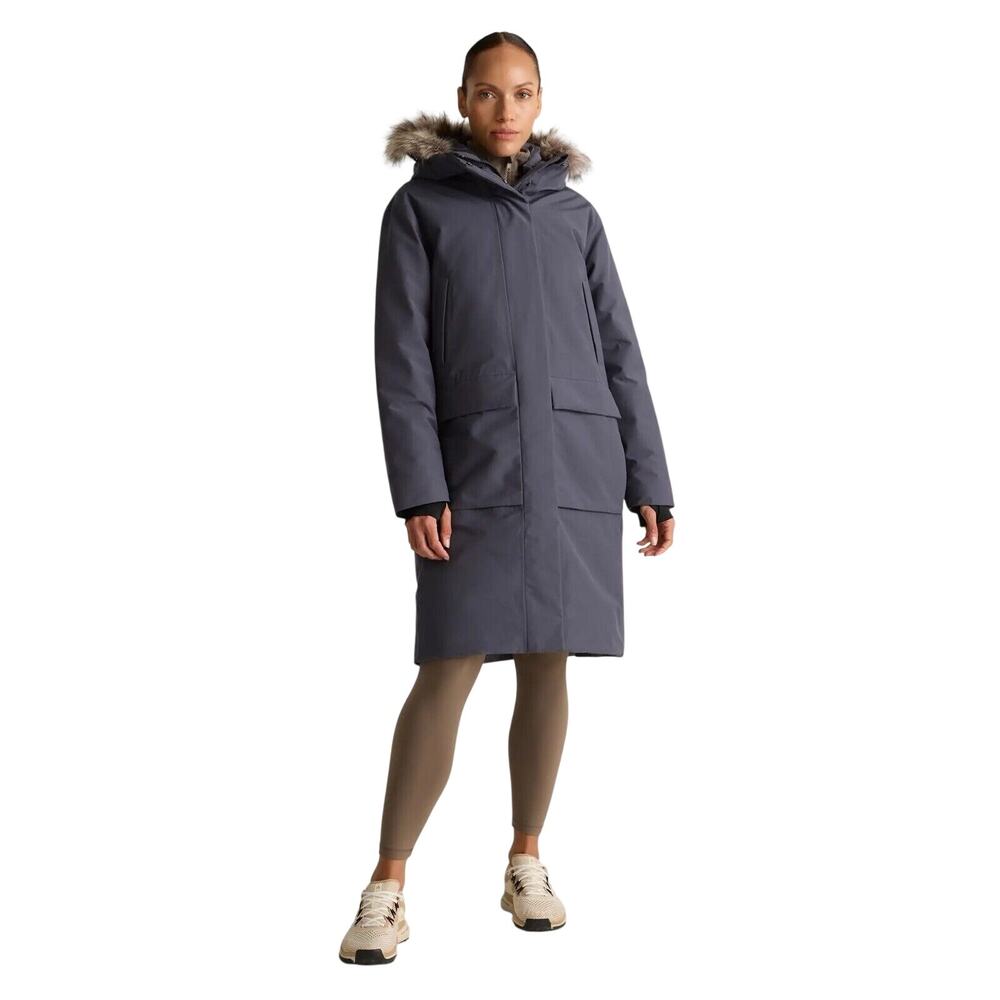 NWOT Quince Women's L Responsible Down Hooded Long Parka Carbon Gray Gorpcore